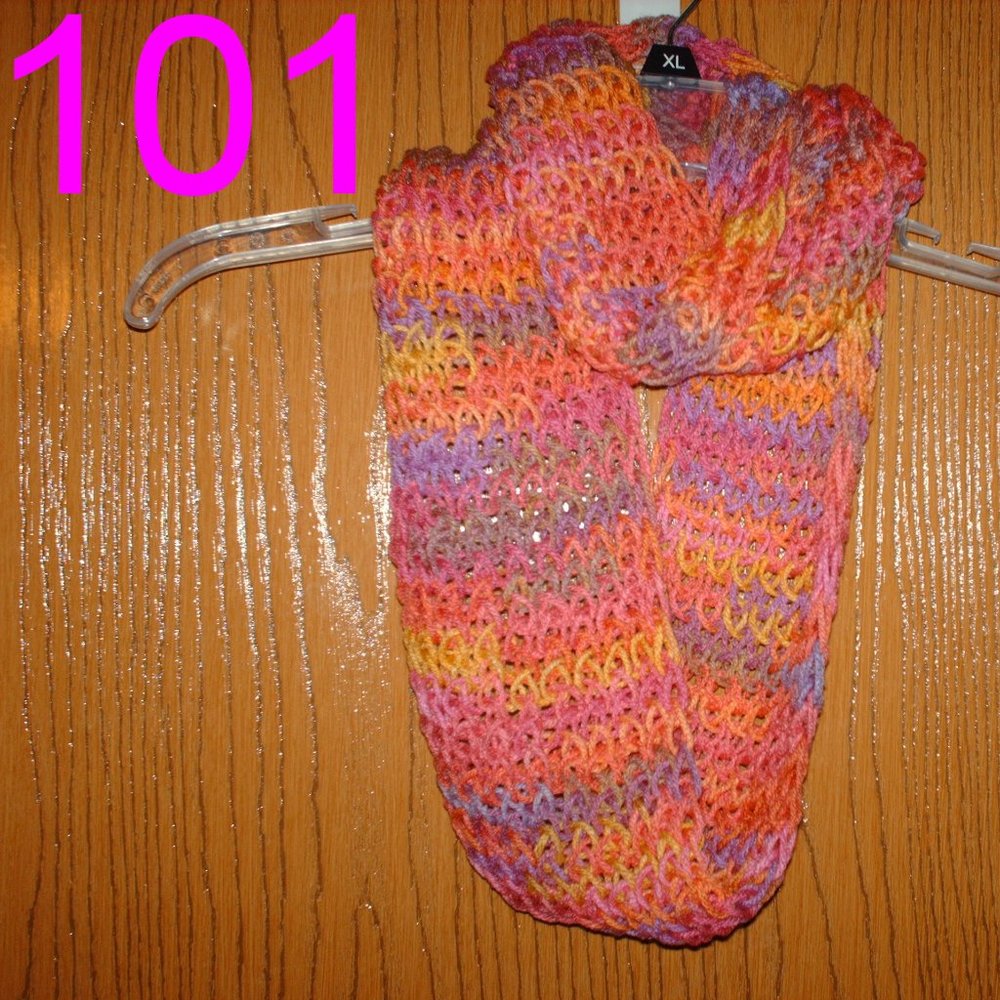 Lot of 5 Handmade Infinity Scarves.